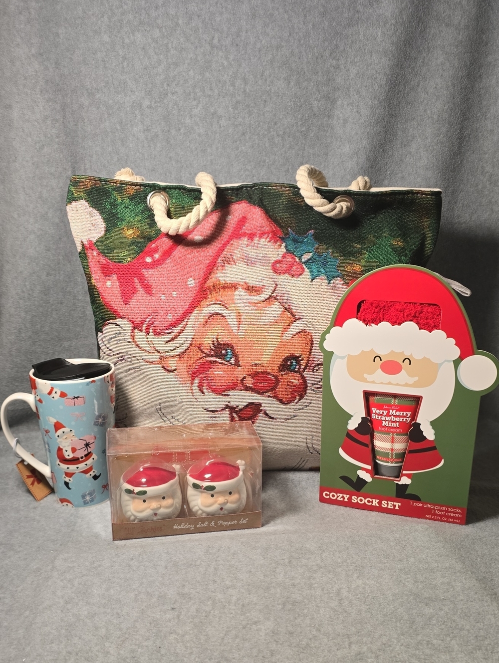 Santa Holiday Canvas Tote Bundle
